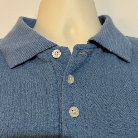 Adolfo size medium cotton, polyester, blue short sleeve polo shirt - Picture 2 of 7